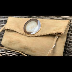 New! Vegan Leather, Agate gemstone, handbag